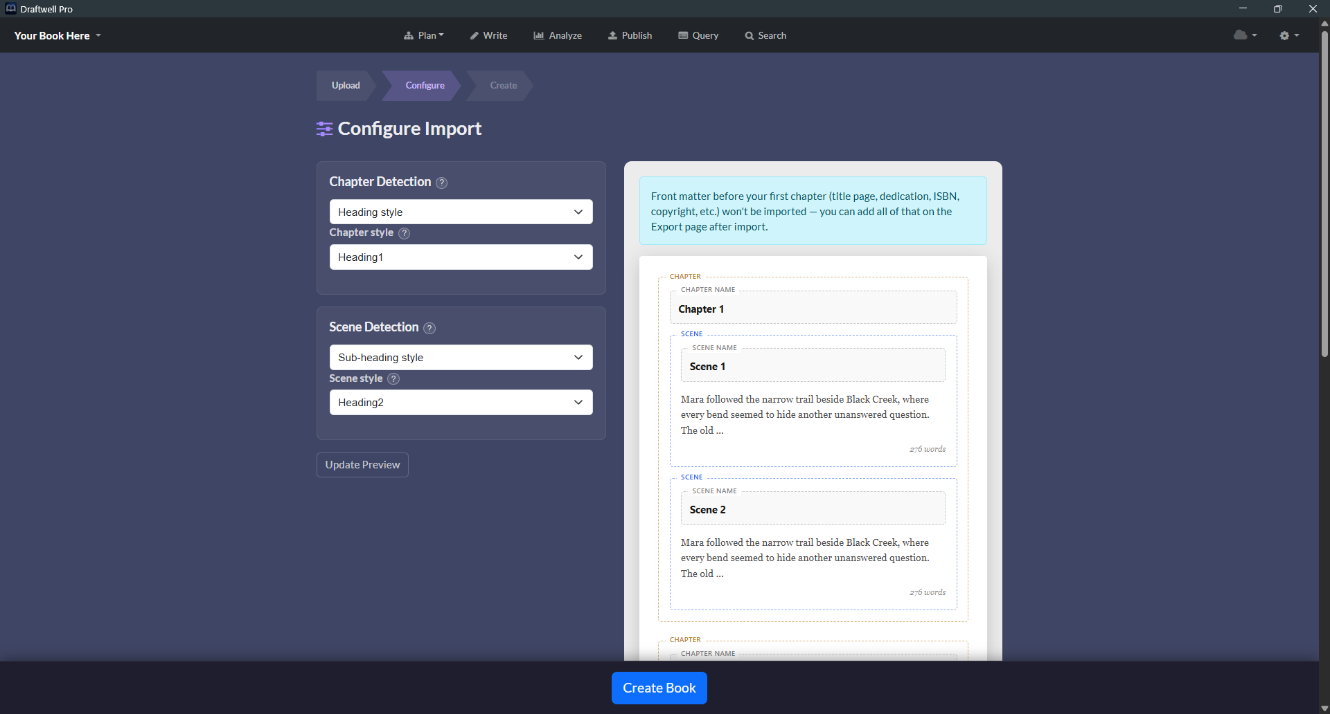 Configure chapter and scene detection