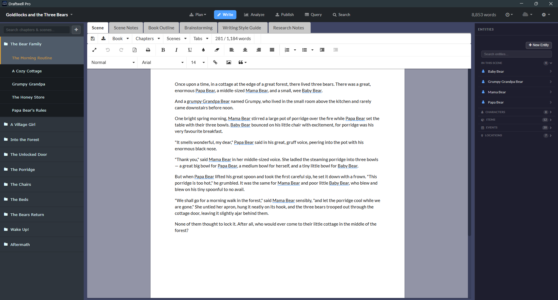 Writing environment