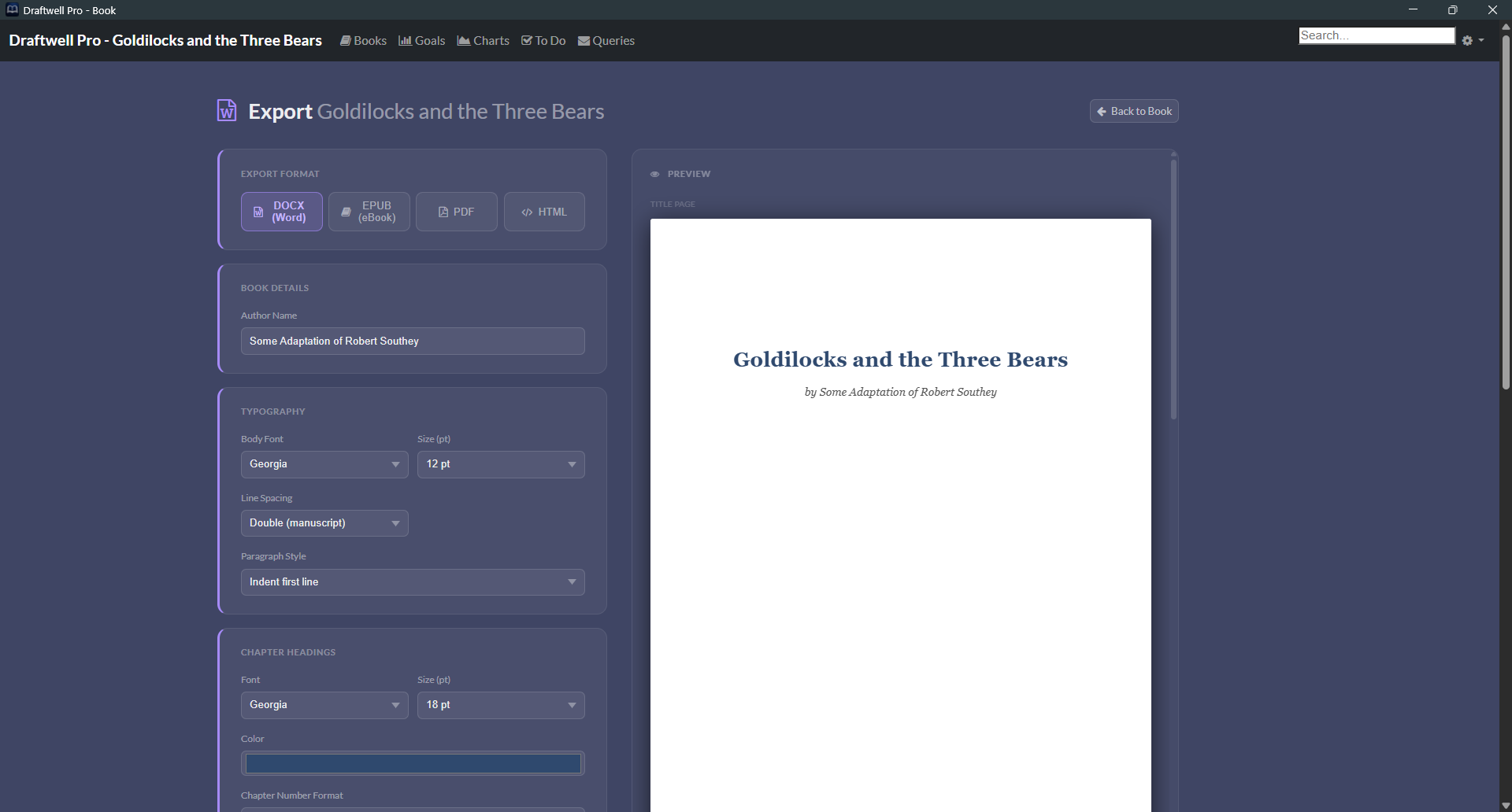 Export dialog
